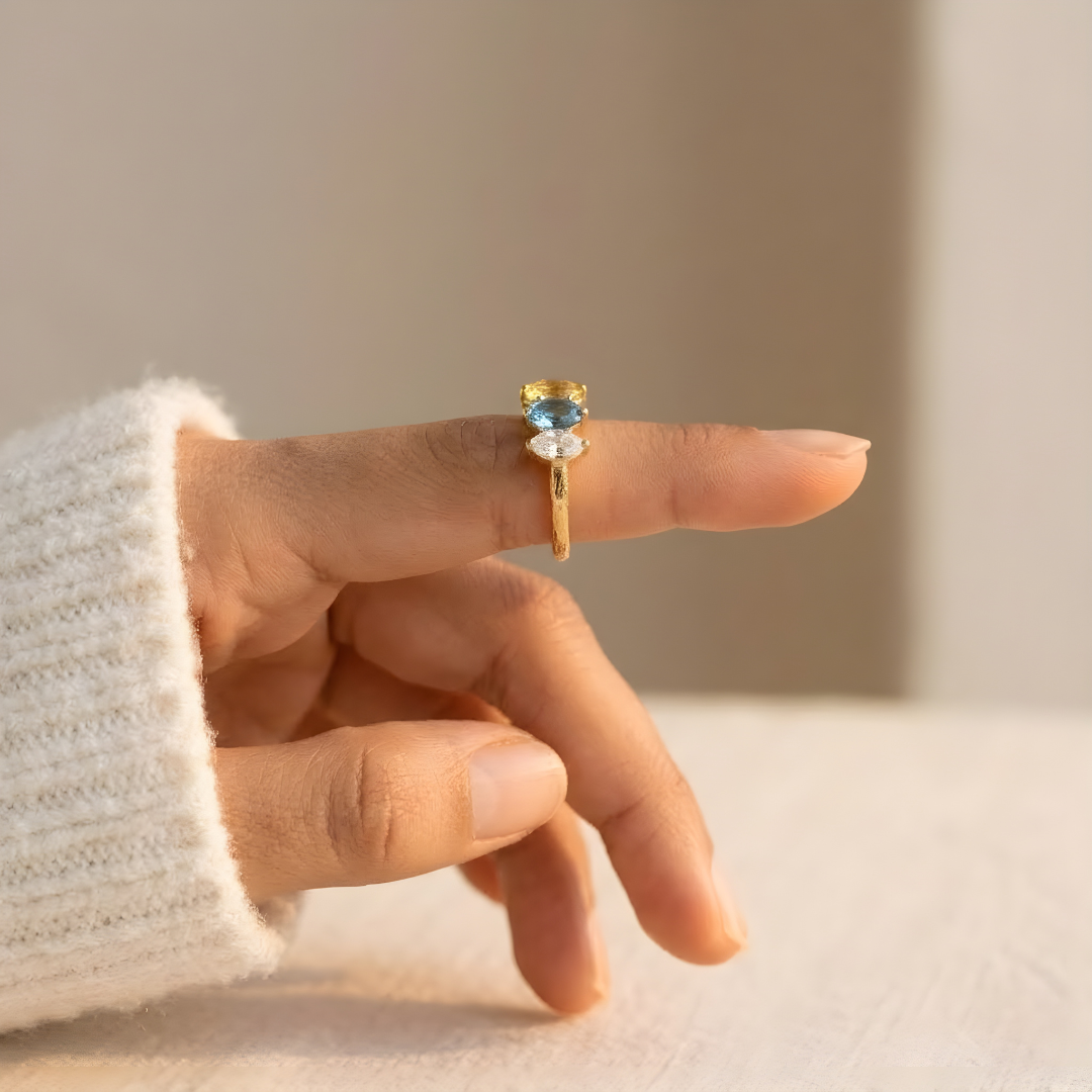 Anillo Mamá con Piedras de Nacimiento