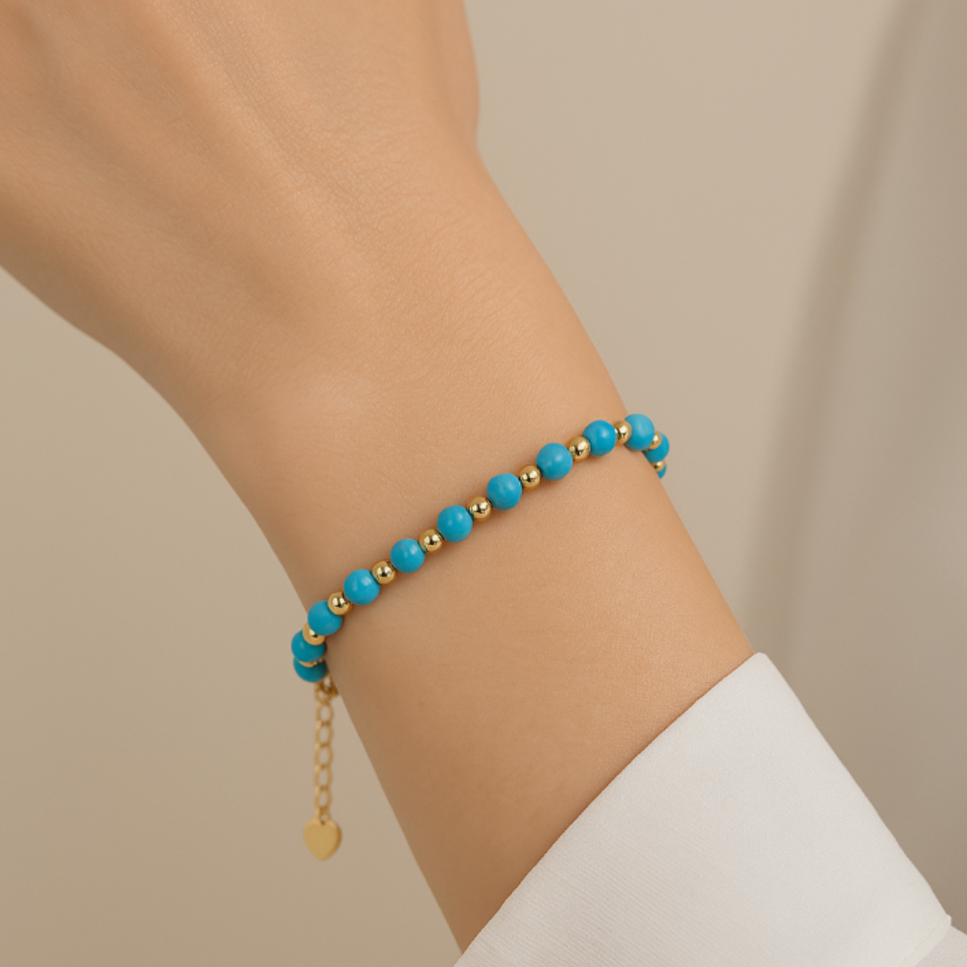 Pulsera Autoconfianza y Valentía de Turquesa Natural