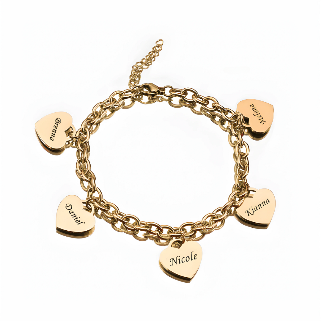 Pulsera de corazones- Personalizable hasta 6 corazones