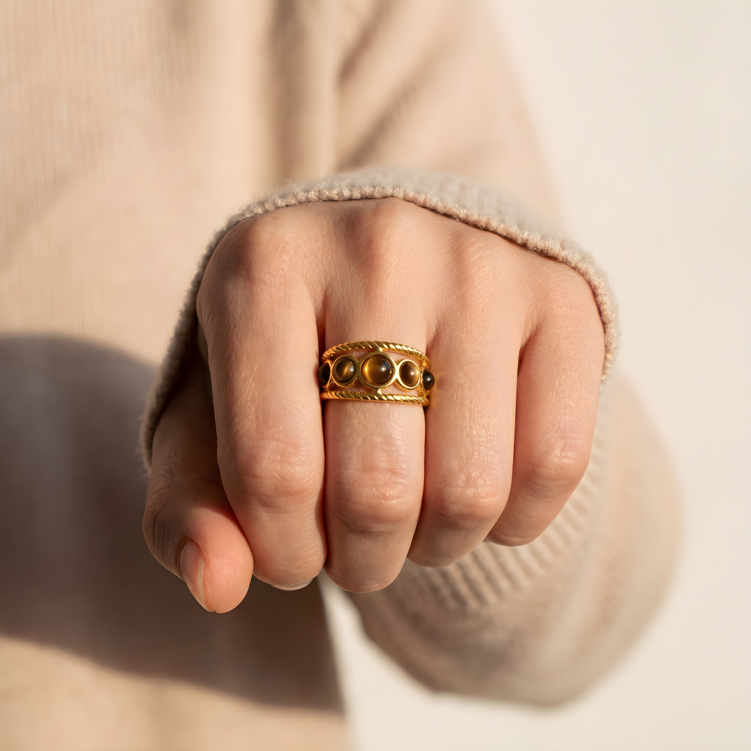 Anillo Amuleto- Ojo de Tigre