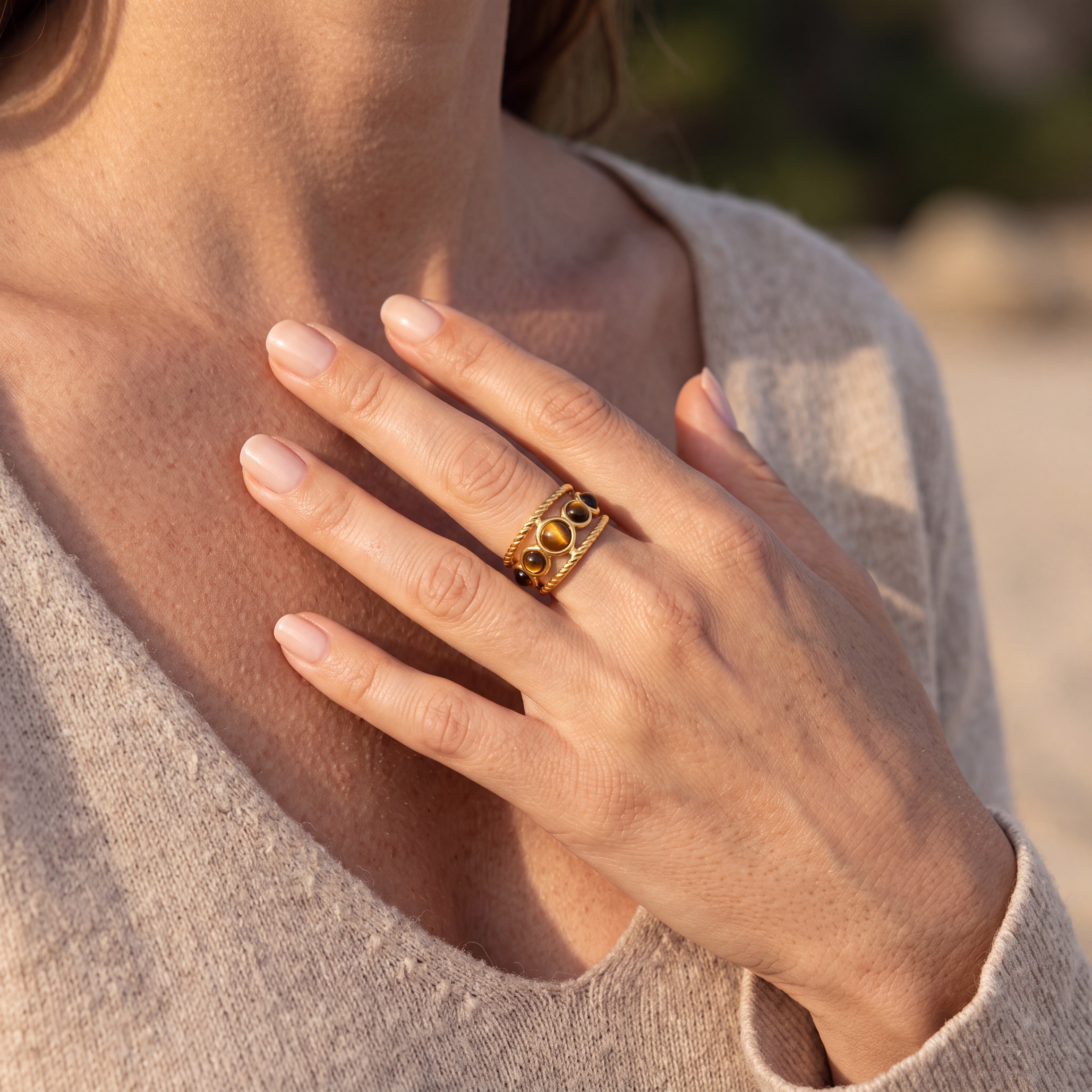 Anillo Amuleto- Ojo de Tigre