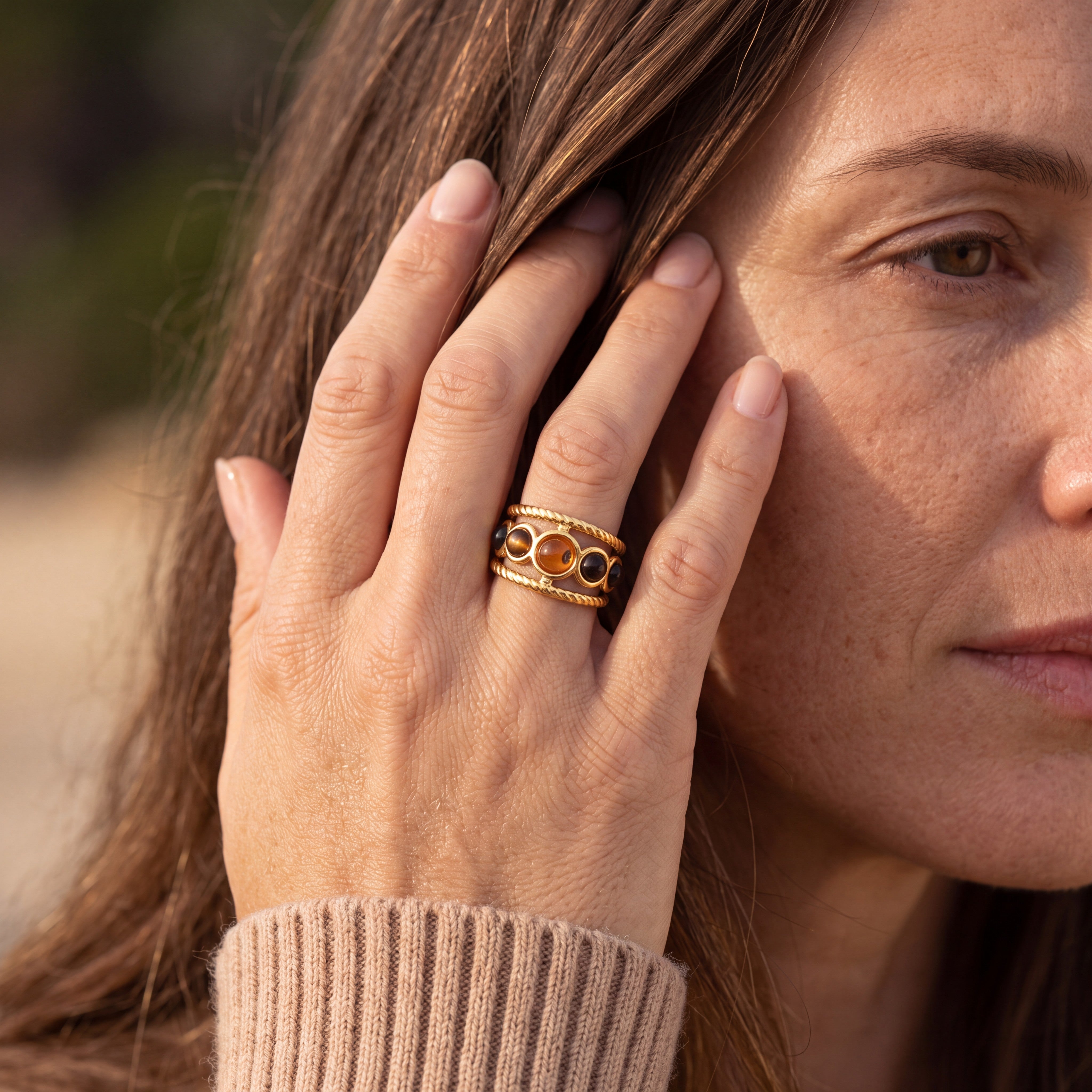 Anillo Amuleto- Ojo de Tigre
