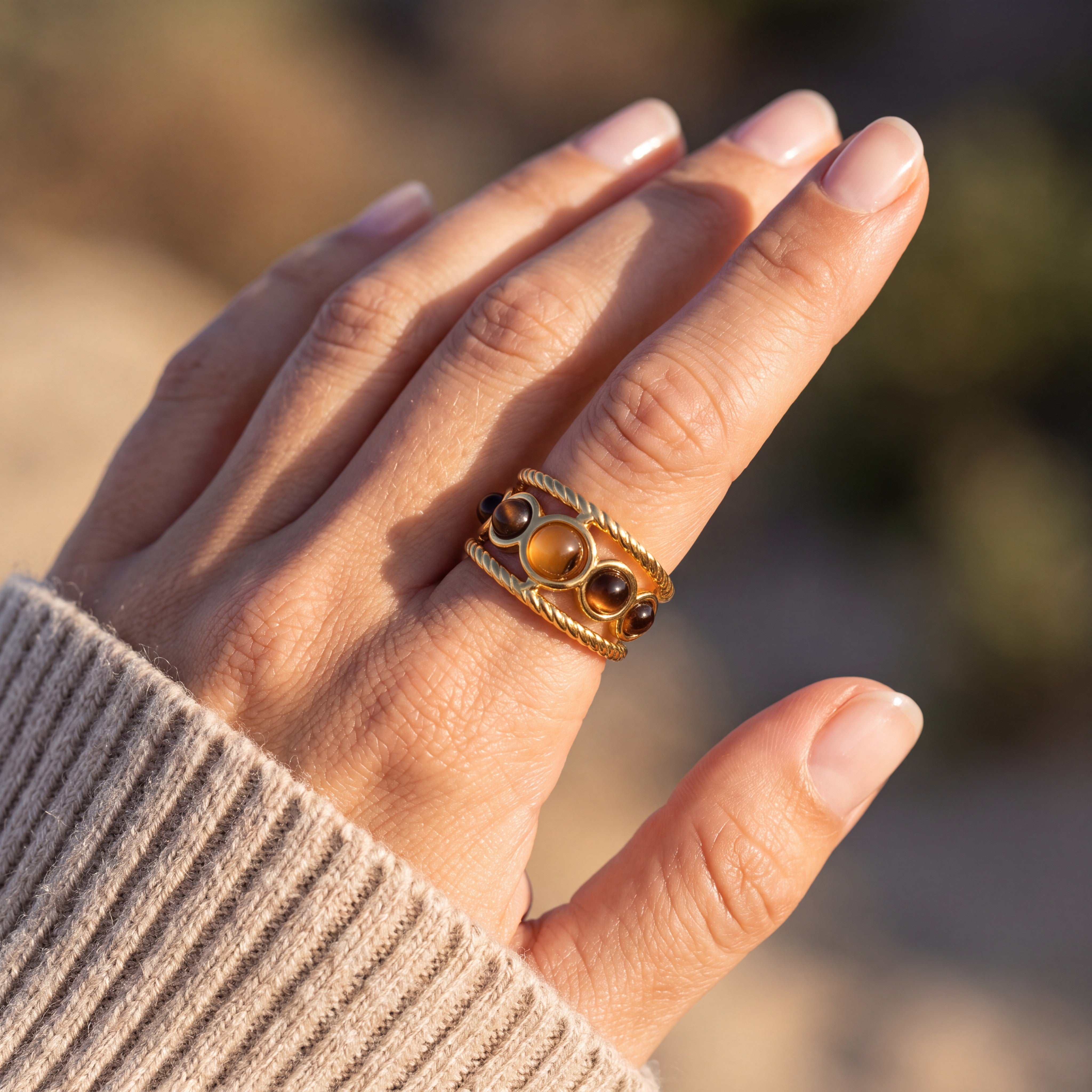 Anillo Amuleto- Ojo de Tigre