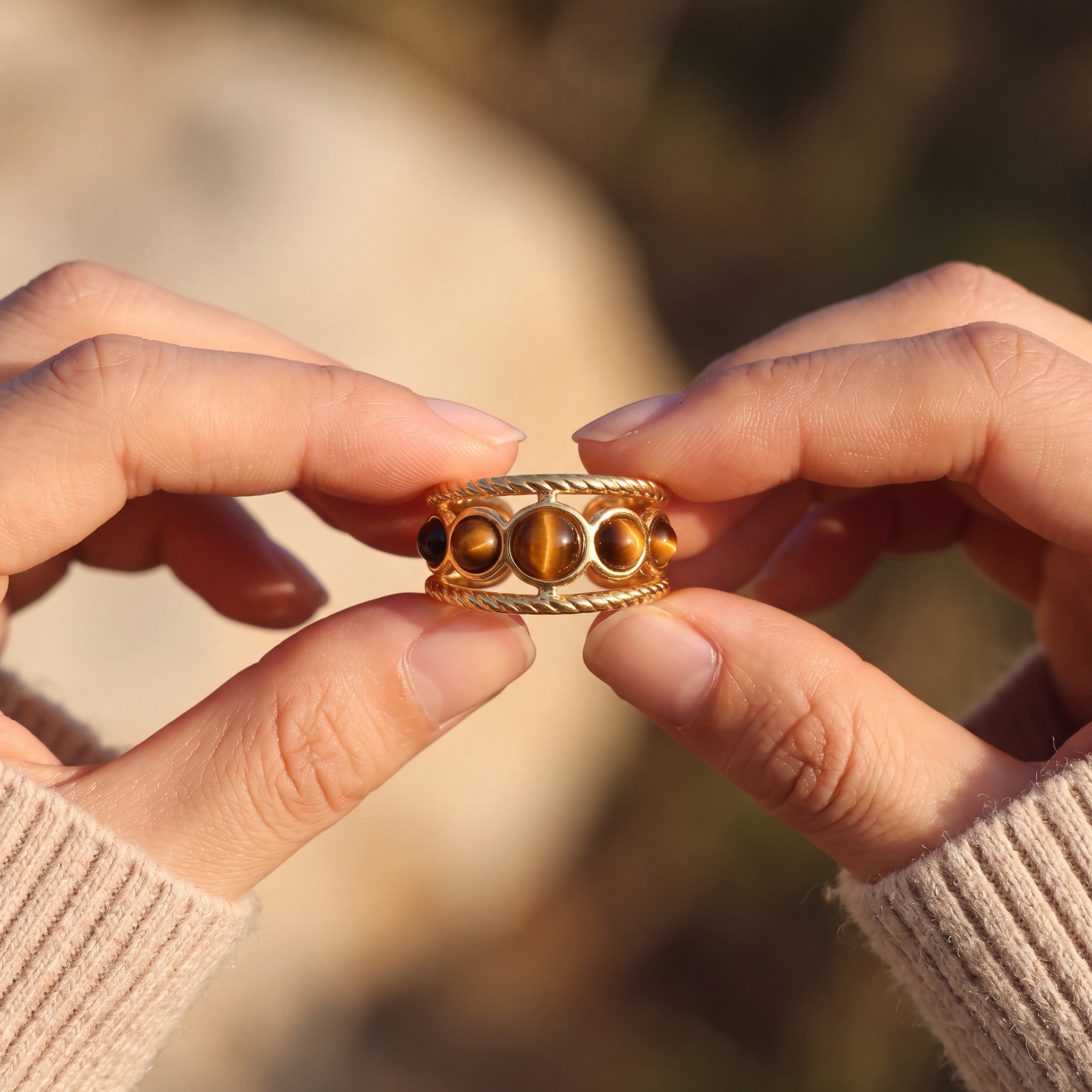 Anillo Amuleto- Ojo de Tigre