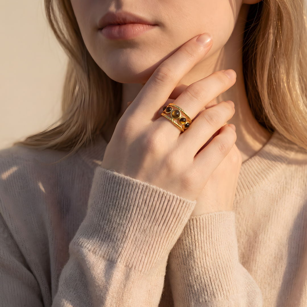 Anillo Amuleto- Ojo de Tigre