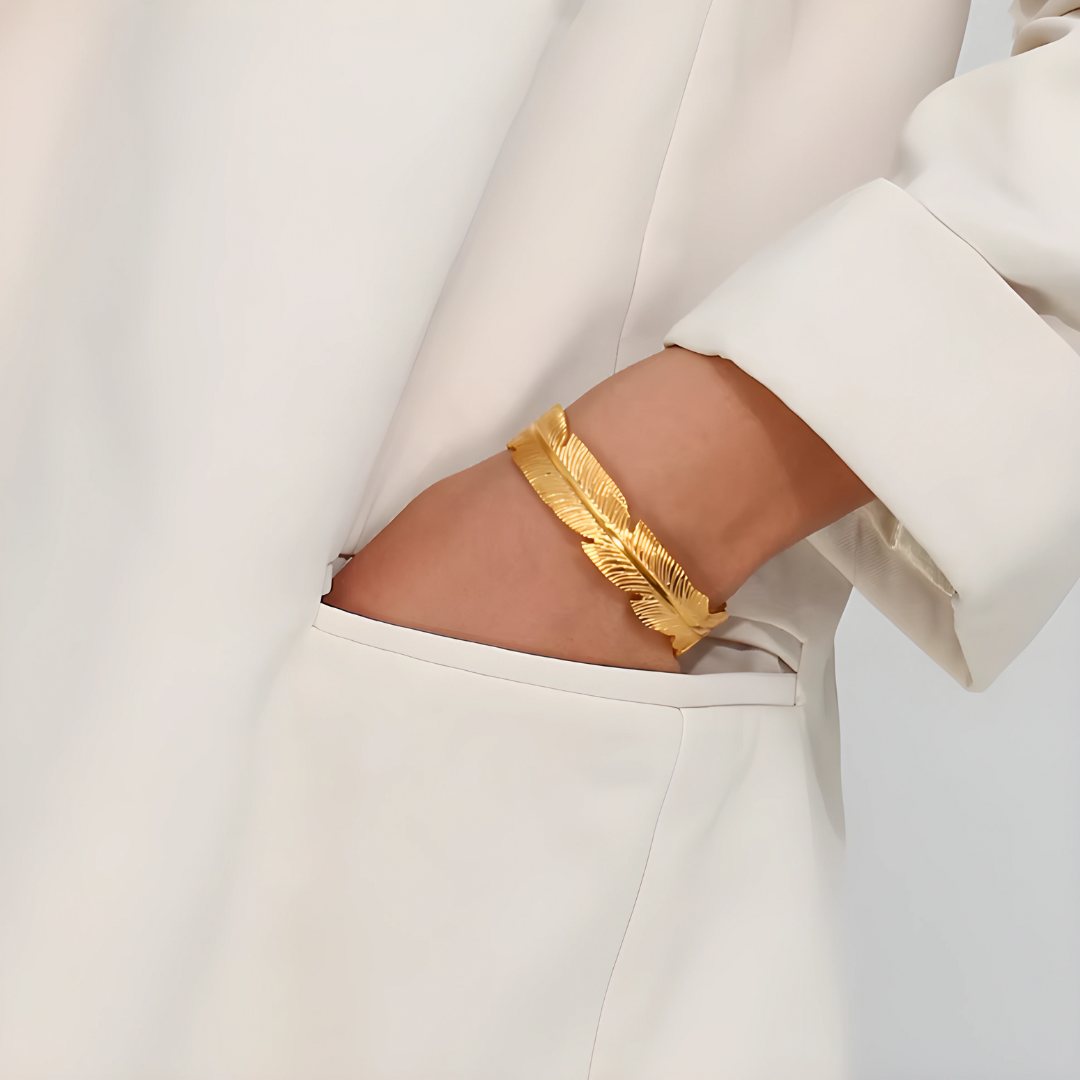 Pulsera Pluma Dorada