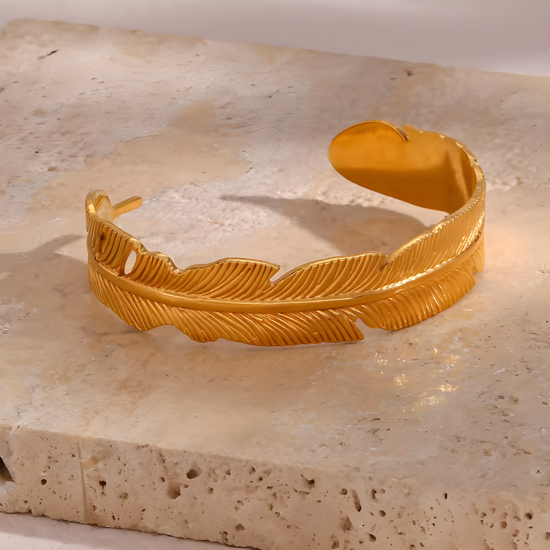 Pulsera Pluma Dorada
