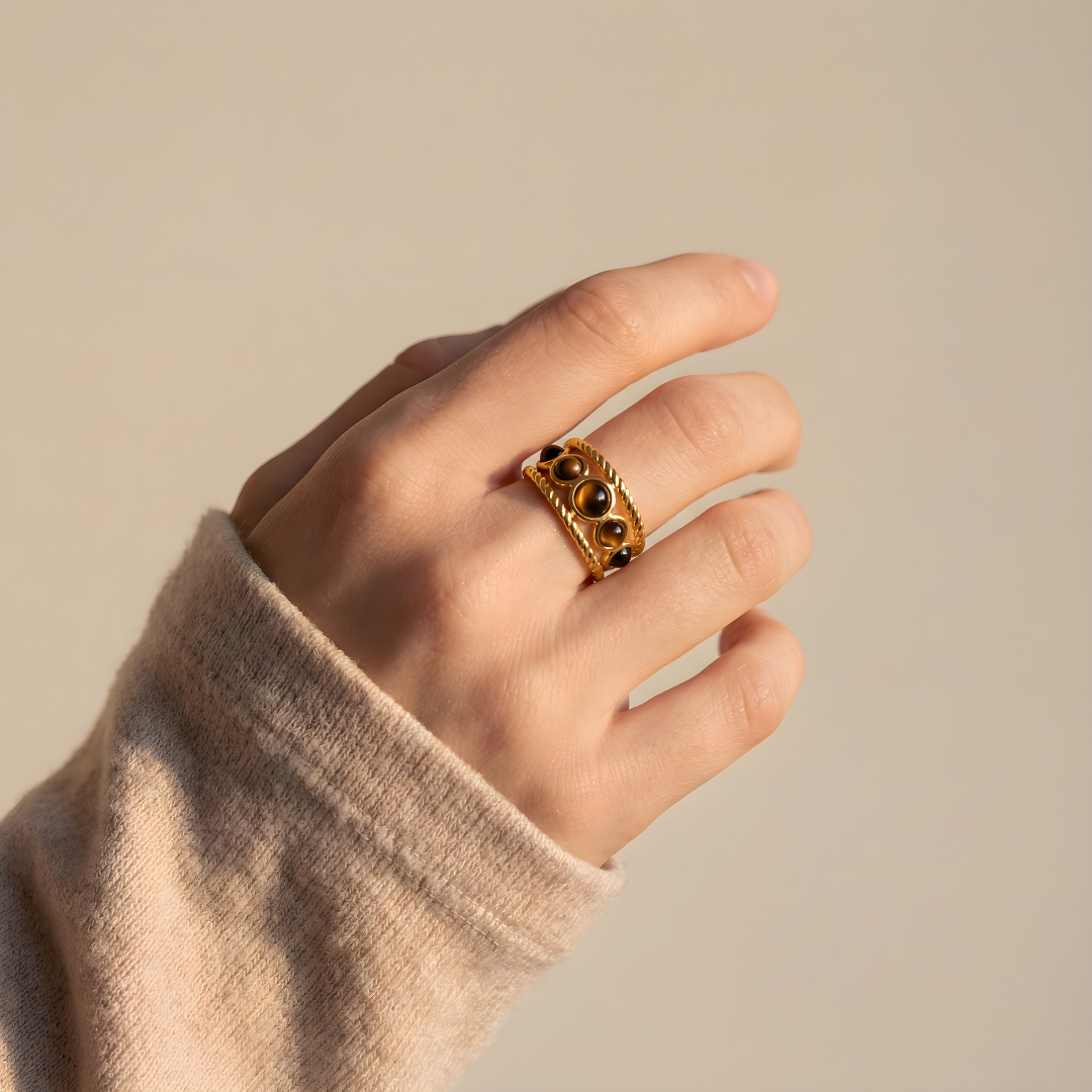 Anillo Amuleto- Ojo de Tigre