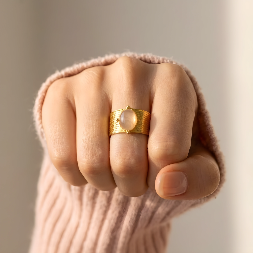 Anillo Amuleto- Cuarzo Rosa