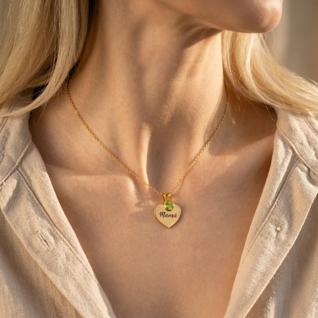 Collar personalizado con piedra de nacimiento - A mi Madre