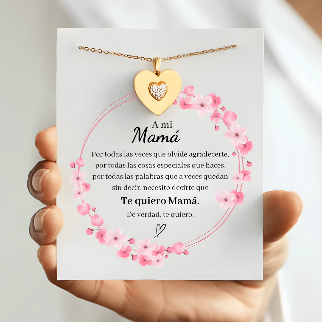 Collar Doble Corazón - Te Amo Mamá