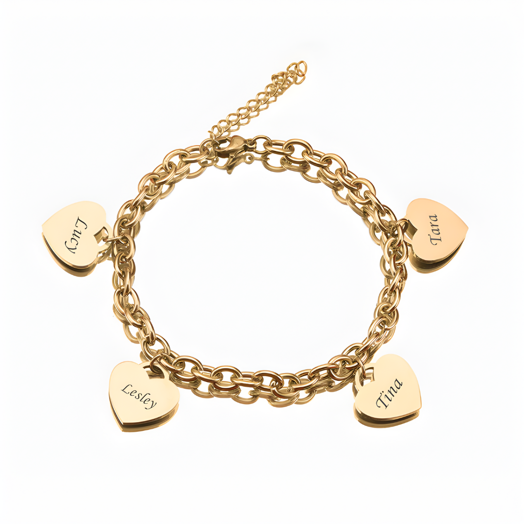 Pulsera de corazones- Personalizable hasta 6 corazones