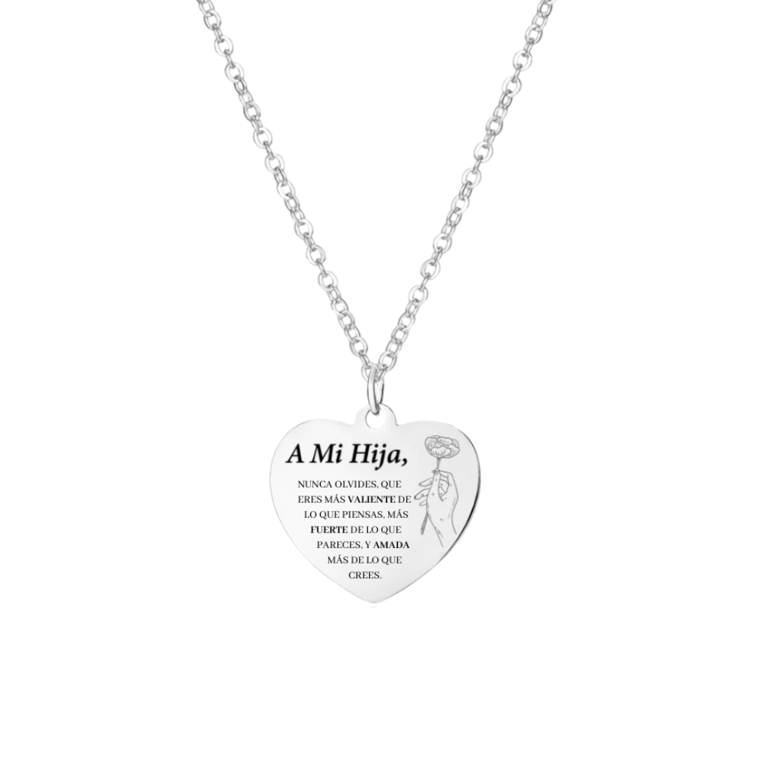 Collar con corazón grabado "Te Amo" -  A mi Hija