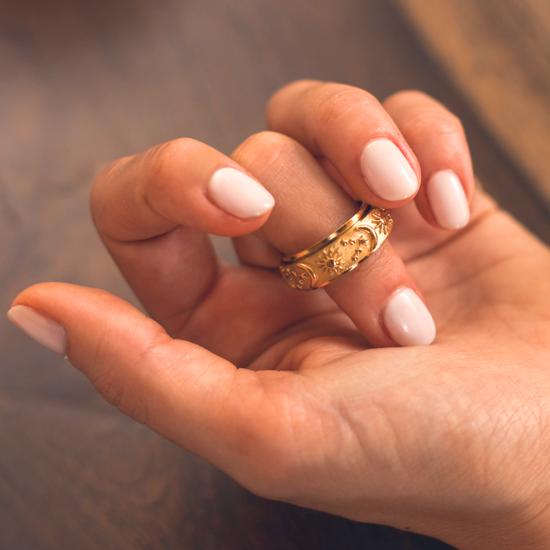 Anillo Giratorio Sol Luna y Estrella- A Mi Hija – Joyería Rodriguez