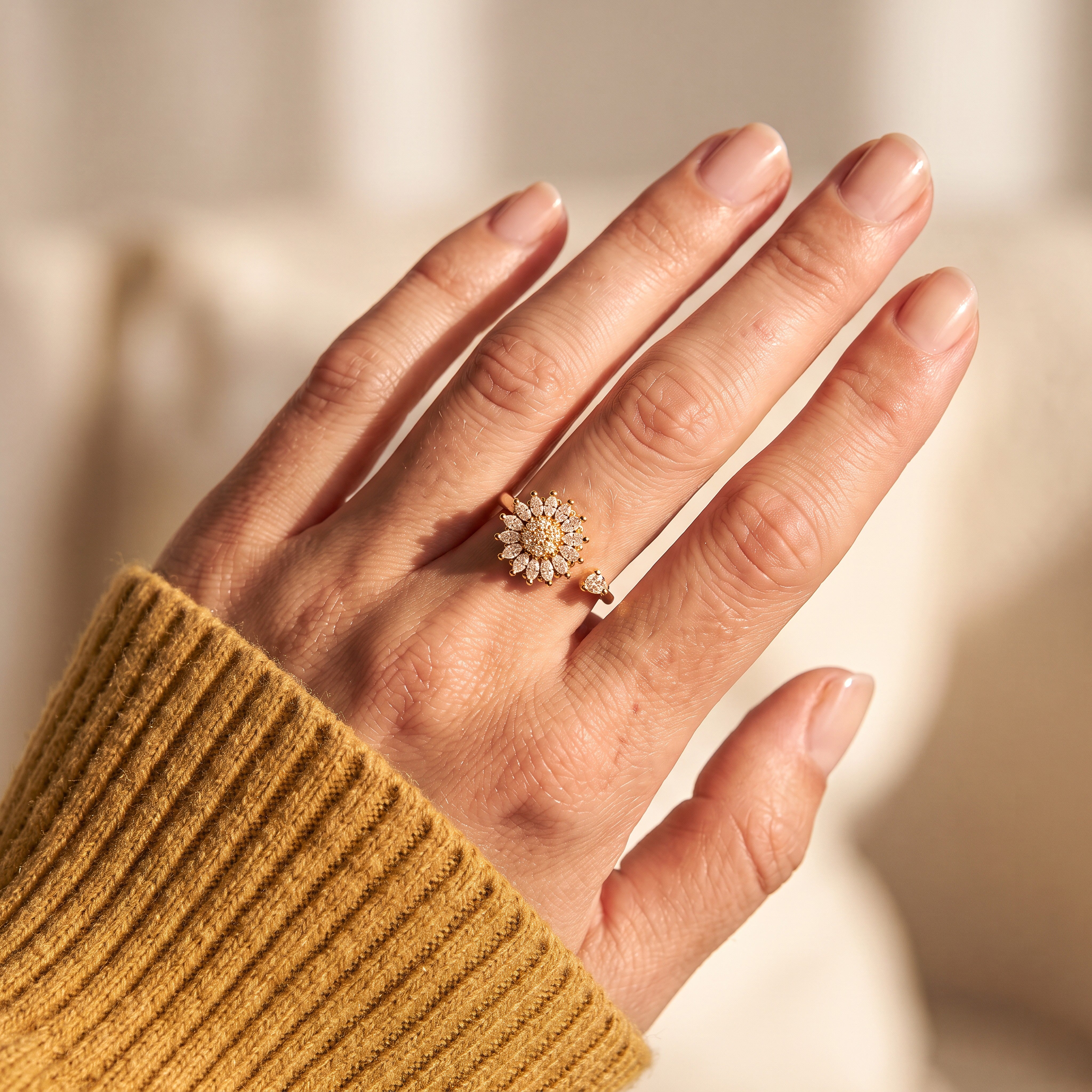 Anillo Girasol Brillante - Amor y Amistad