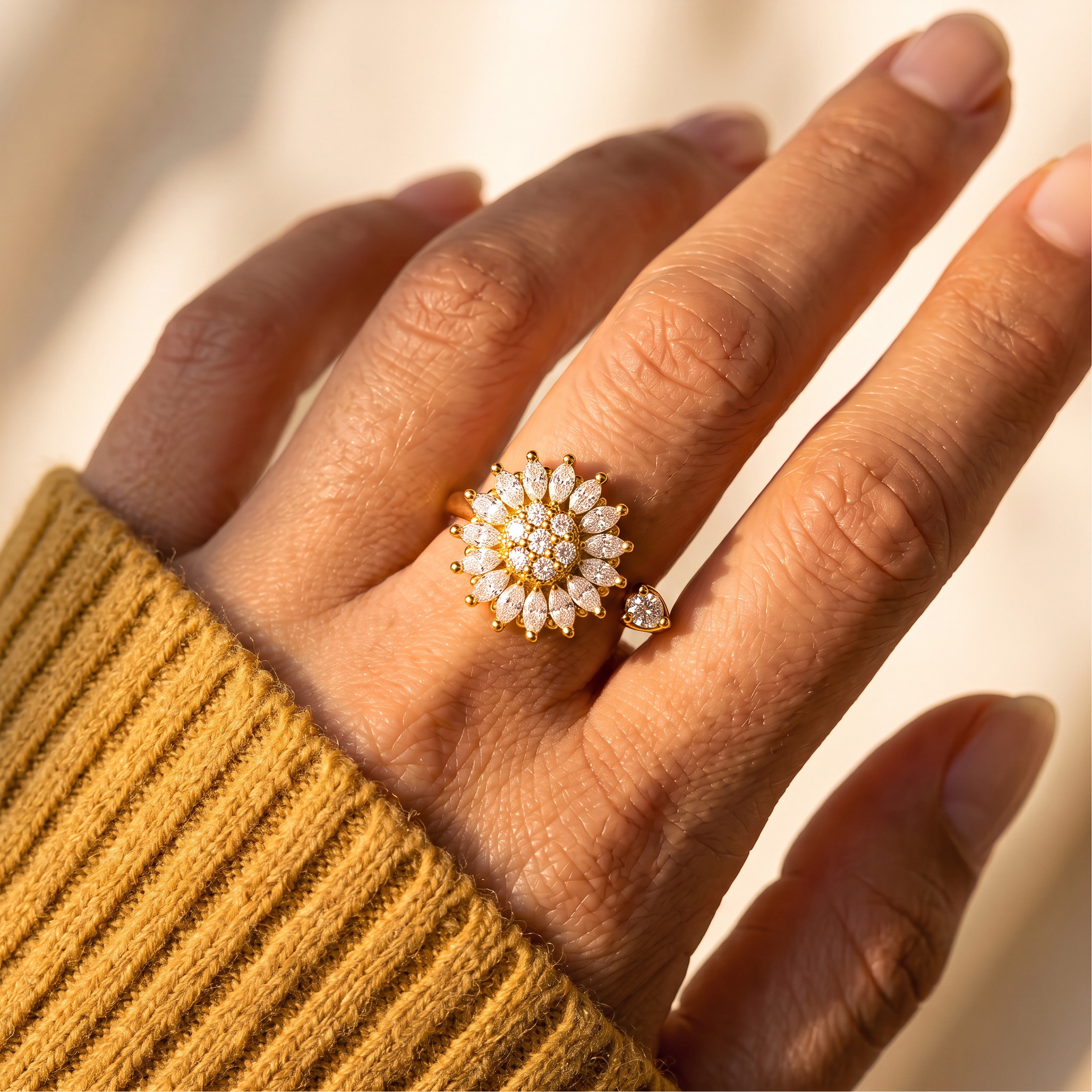 Anillo Girasol Brillante - Amor y Amistad