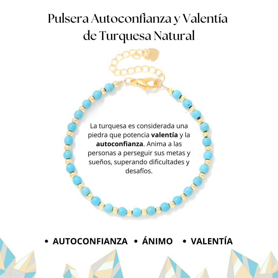 Pulsera Autoconfianza y Valentía de Turquesa Natural
