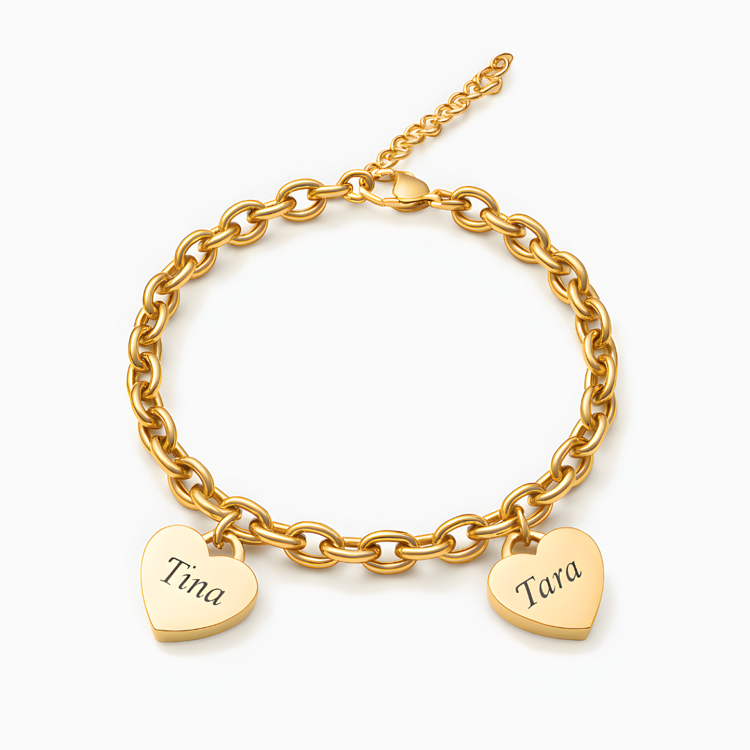 Pulsera de corazones- Personalizable hasta 6 corazones