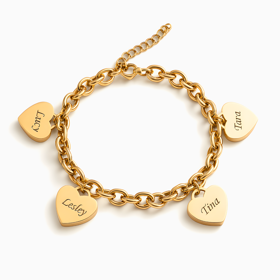 Pulsera de corazones- Personalizable hasta 6 corazones