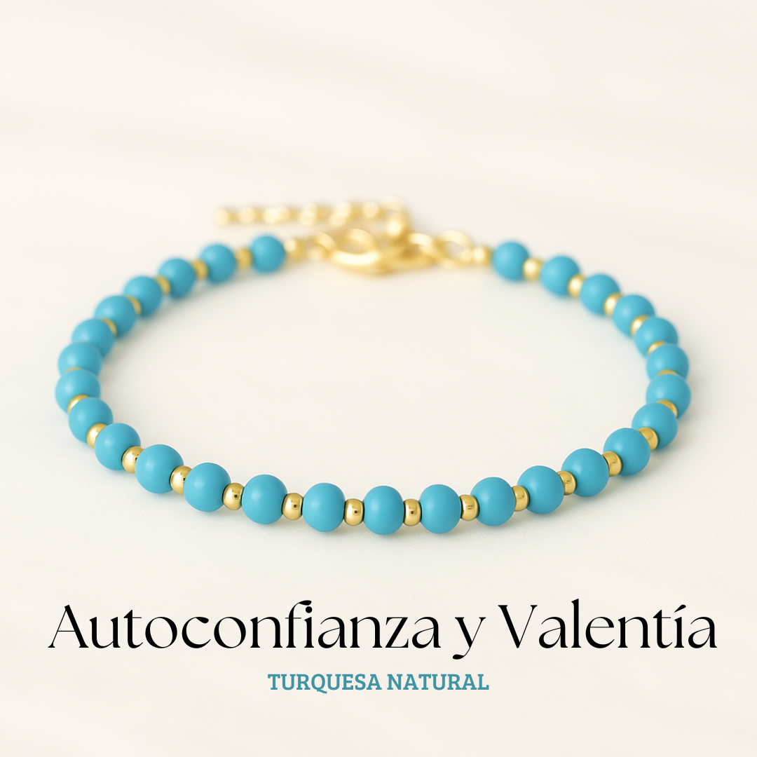 Pulsera Autoconfianza y Valentía de Turquesa Natural
