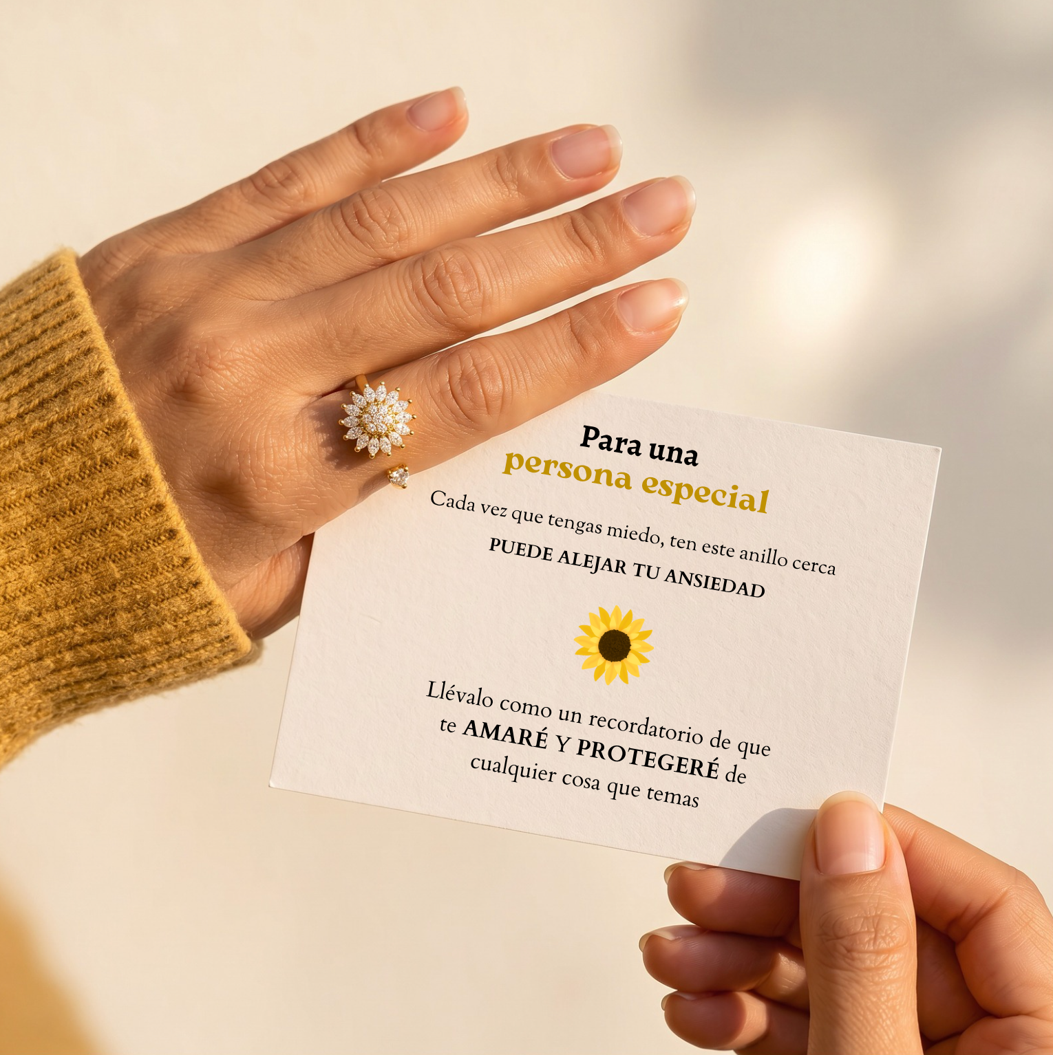 Anillo Girasol Brillante - Amor y Amistad