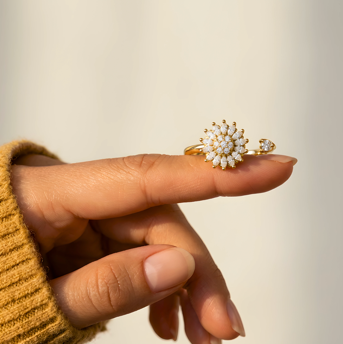 Anillo Girasol Brillante - Amor y Amistad